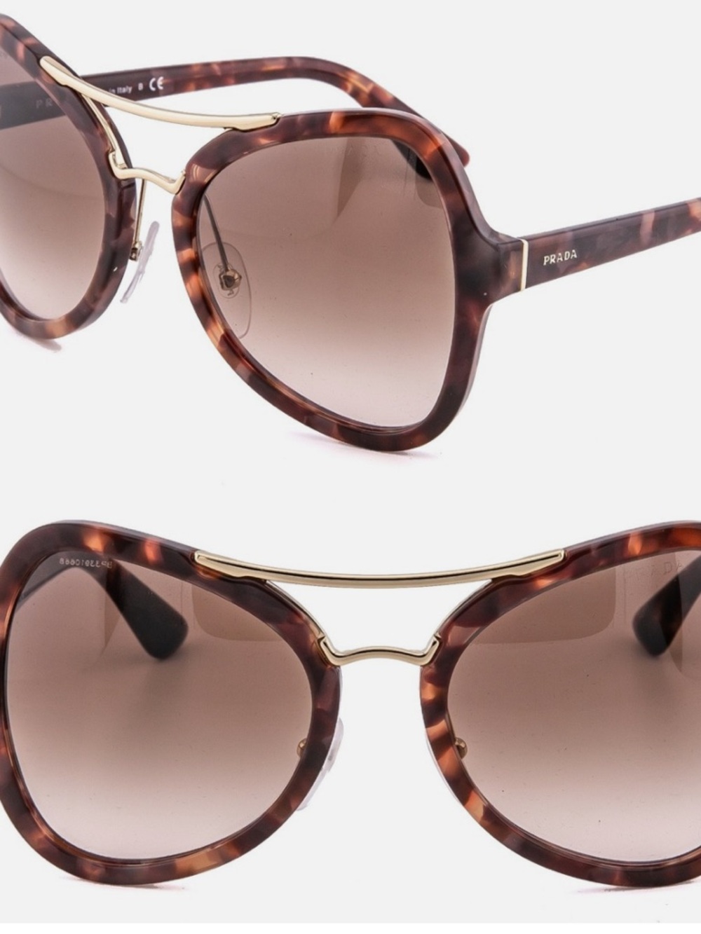 Prada Tortoiseshell Frame Sunglasses with Blue Lenses - Picture 7 of 10